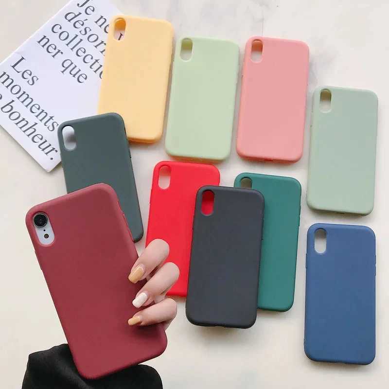 Mobiele telefoons, luxe siliconen telefoonhoes voor iPhone 15 14 13 12 11 Pro Max Mini Soft Candy Cover voor iPhone XR XS X Plus Cases D240424