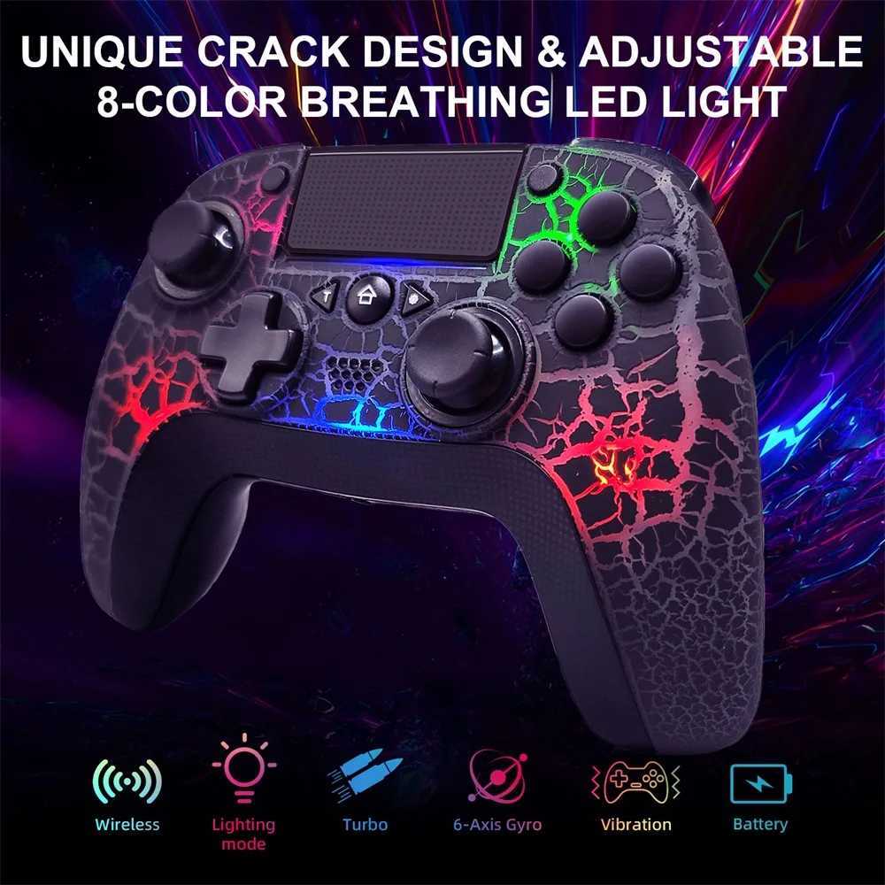 Contrôleurs de jeu joysticks gamepads sans fil Bluetooth Remote Control pour avec le contrôleur de jeu LED Gyro RVB à 6 axes pour la station de lecture 3 D240424