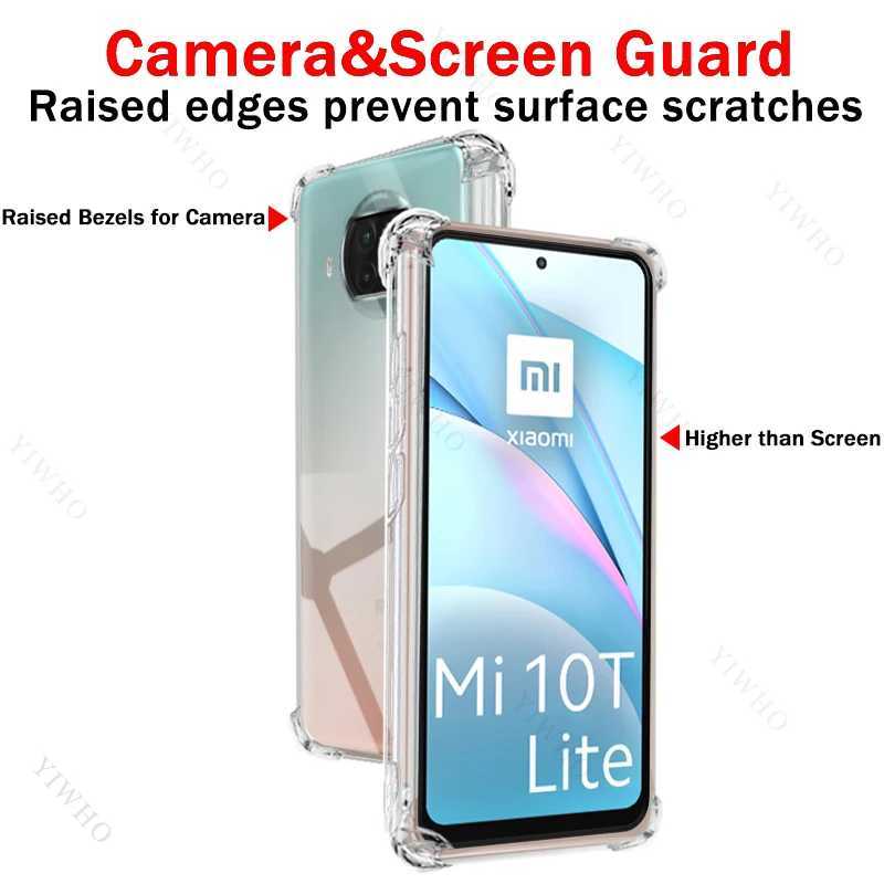 Cas de téléphone portable Clai de téléphone pour Mi MI 10T Lite 5G M2007J17G Étui transparent épaissis pour les couvercles anti-gratte MI 10 T