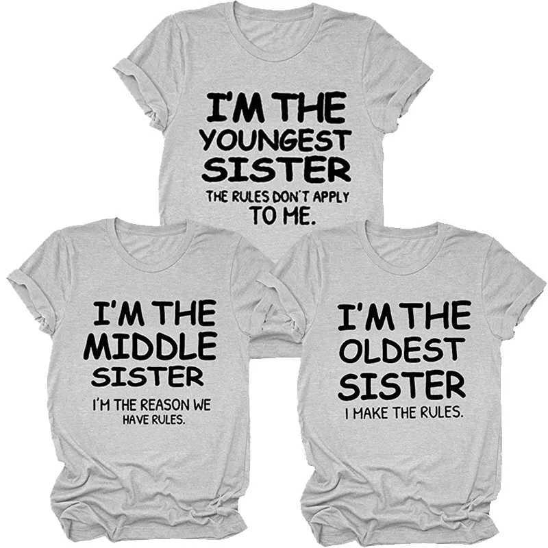 Women's T-Shirt Funny Im The Sister Saying T-Shirt Tee Women Funny Graphic Tee T-Shirts Gift for Sister Best Friends Clothes 240423