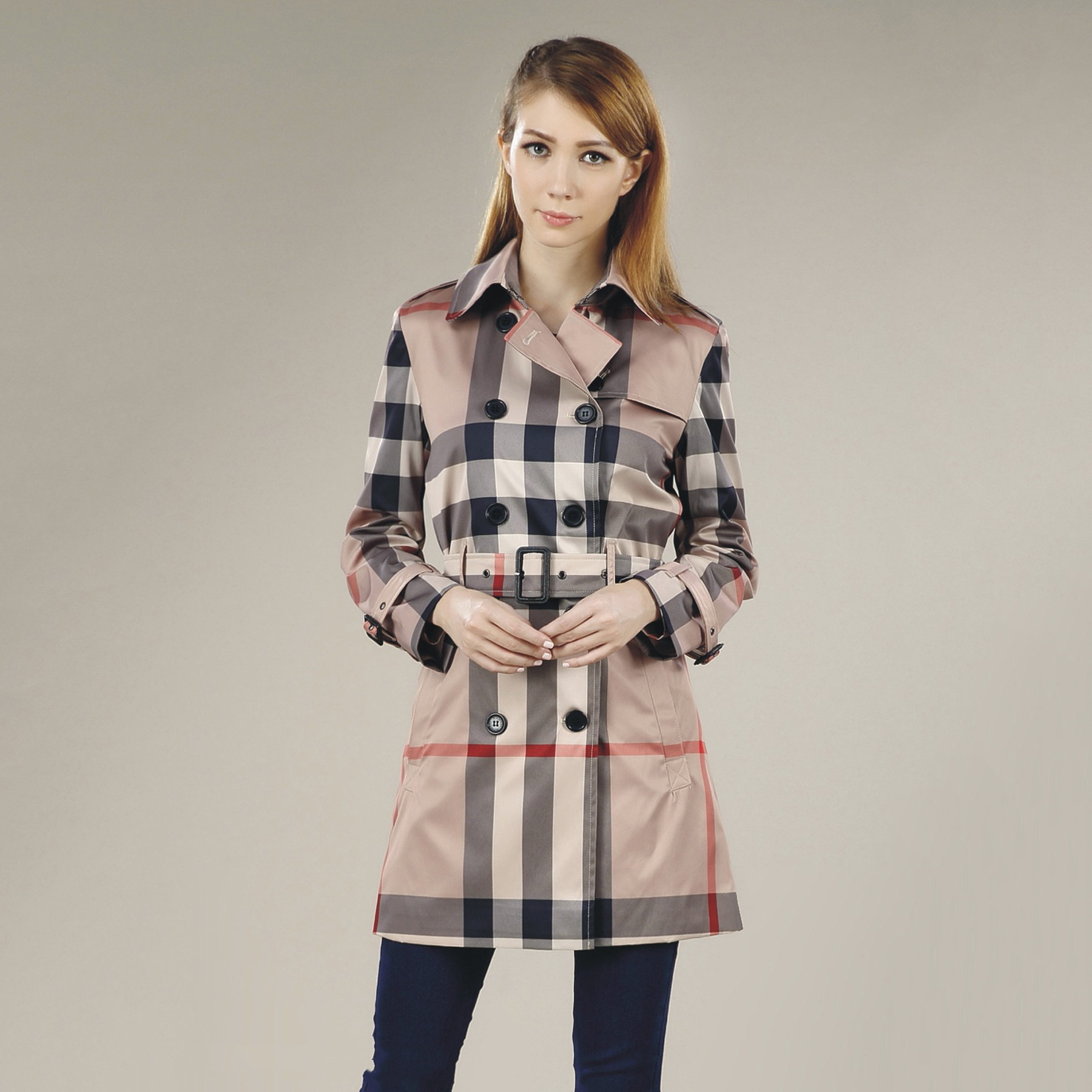 Luksusowy projektant kurtki damskiej mody Plaid Pasek Płaszcz damski jesienny płaszcz midi płaszcz koreańskie zimowe ubrania