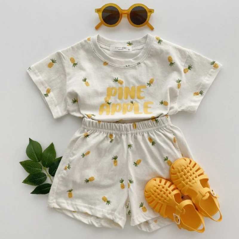 Clothing Sets Summer Baby Girls Clothes Toddler Short Sleeve Suits Thin Cotton Fruit Print Shorts Tee Sets Children Fashion T-Shirt Pants