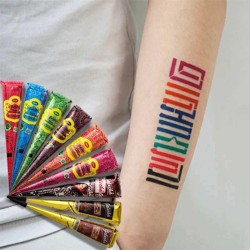 Body Paint 25g Multicolor Indian GOLECHA Henna Cones Tattoo Paste For Temporary Tattoo Sticker Body Paint Art Cream Cone DIY Paint d240424