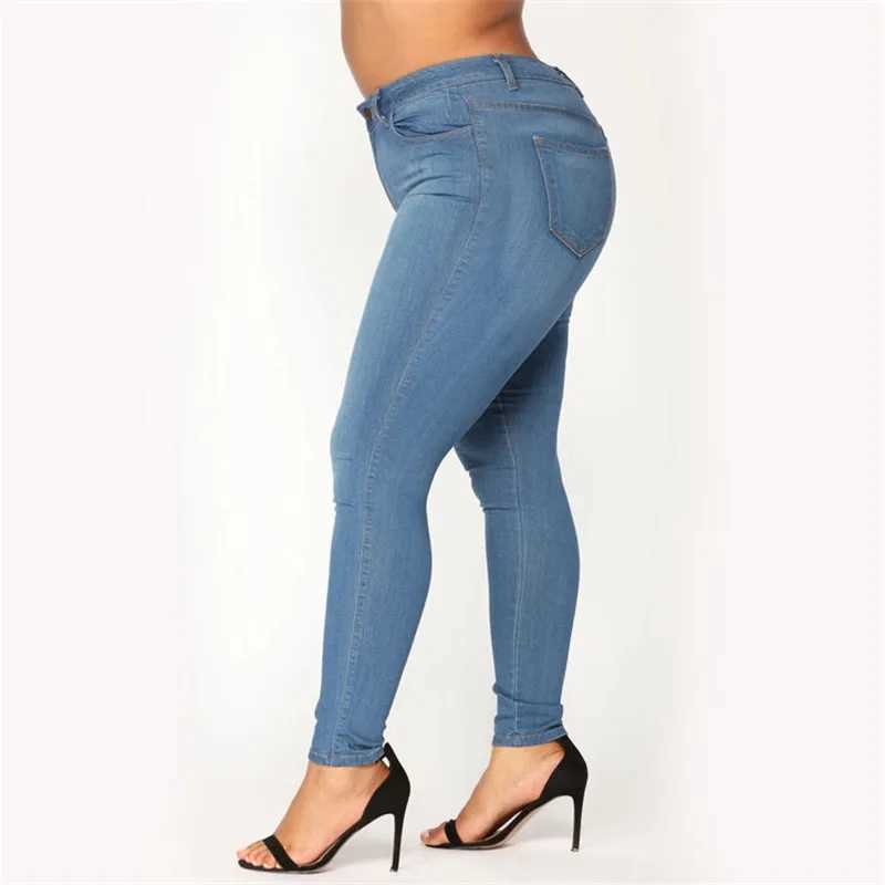 Jeans féminins plus jeans de taille xl-5xl pour femmes hautes jeans skinny jeans pantalon crayon high décontracté