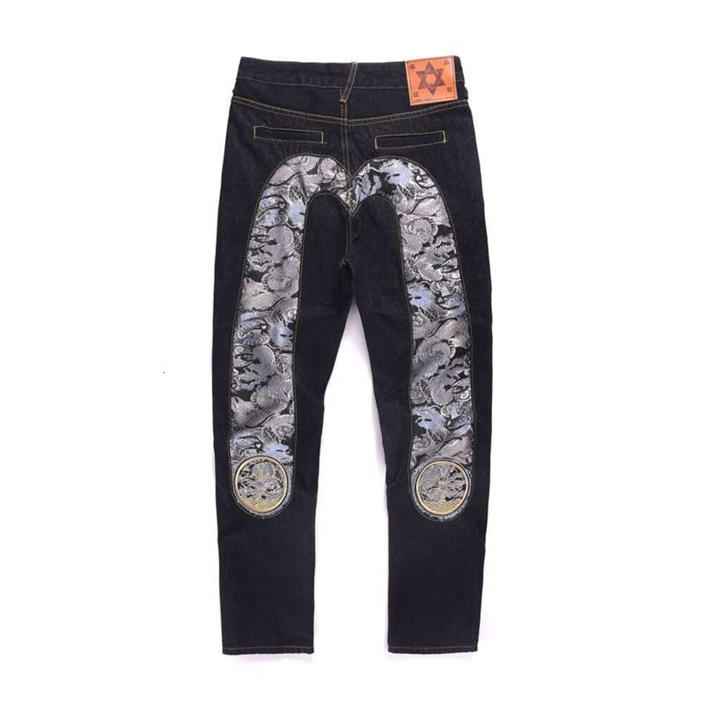NEUE FUSHEN PANSS Dark gewaschene silberne Drache Jacquard bestickt mit großer M Jeans lose geradlinige Vielseitigkeit vielseitiger Instagram 642245