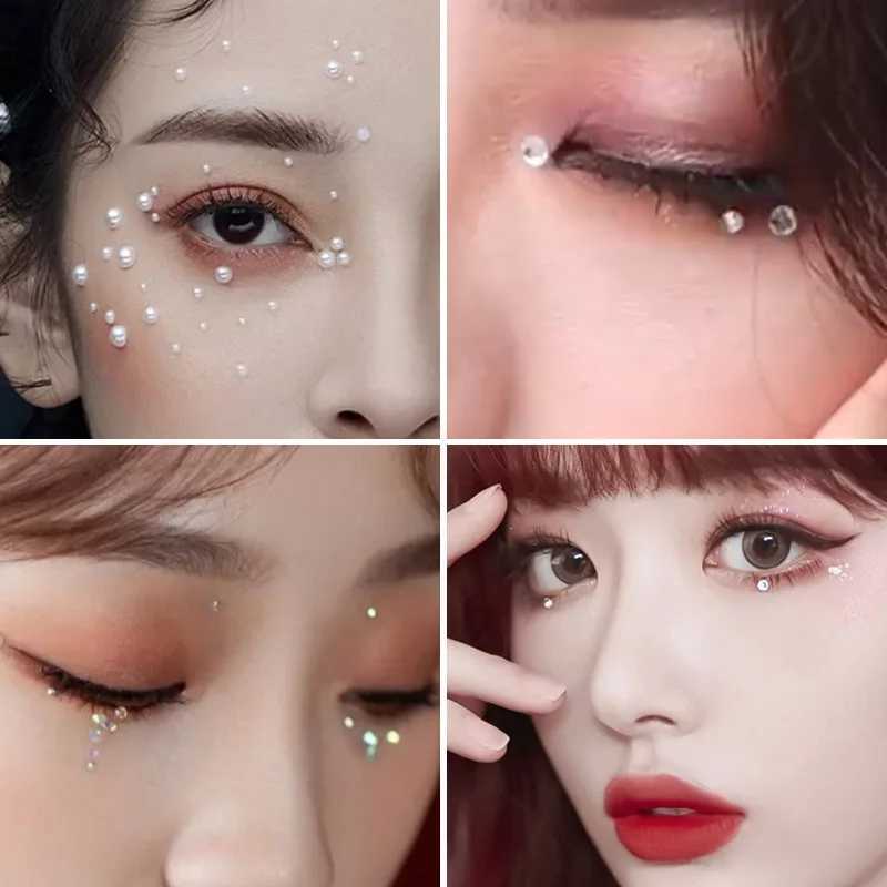 Body Paint Face Tattoo Eyeshadow Stickers Nail Stickers 3D Pearl Face Jewels Diamond Decoration Self Adhesive Body Brow Makeup DIY Beauty d240424