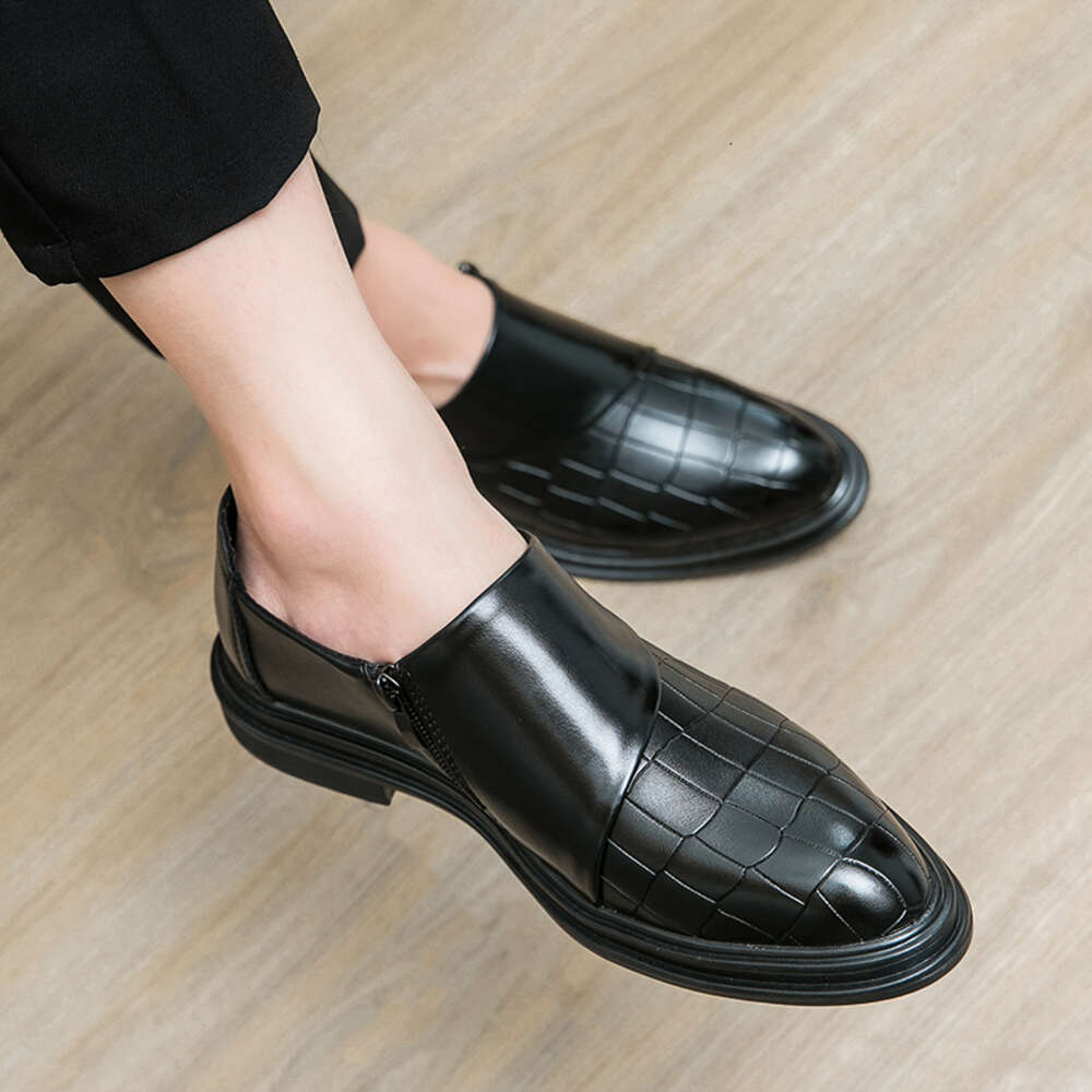 Mens Business Black Dress Patchwork Leather Shoe Fashion Handmade Wedding Party Men Slip-on Loafers Oxford Shoes