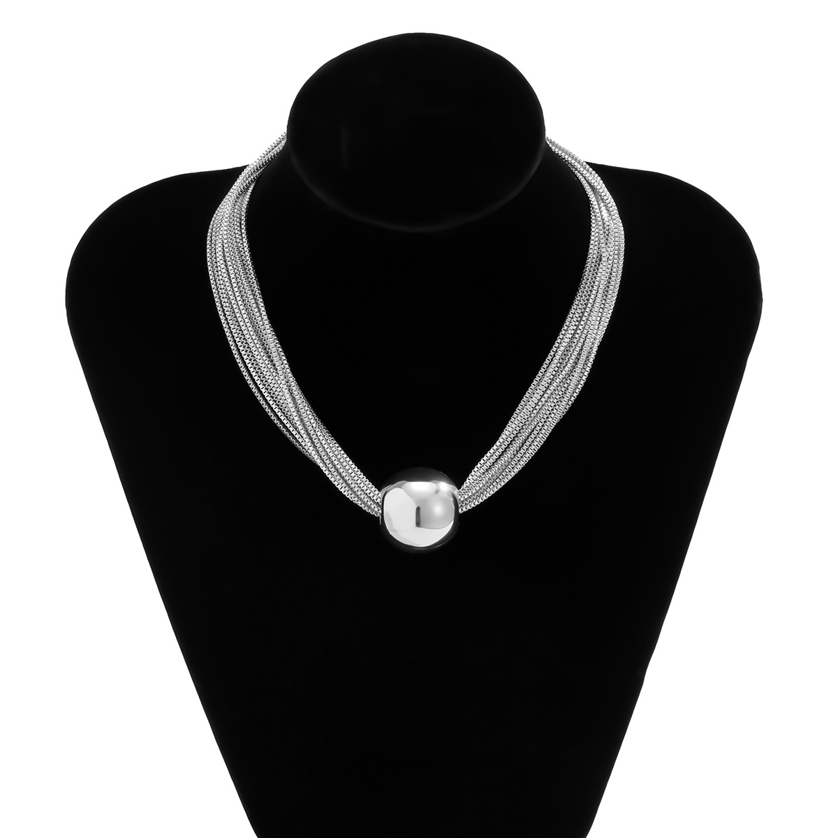 Ketting mode charme sleutelbeen kettingen voor vrouwen overdreven punk meerlagige stapel ketting voor meisjes feest sieraden overdreven ronde bal f009