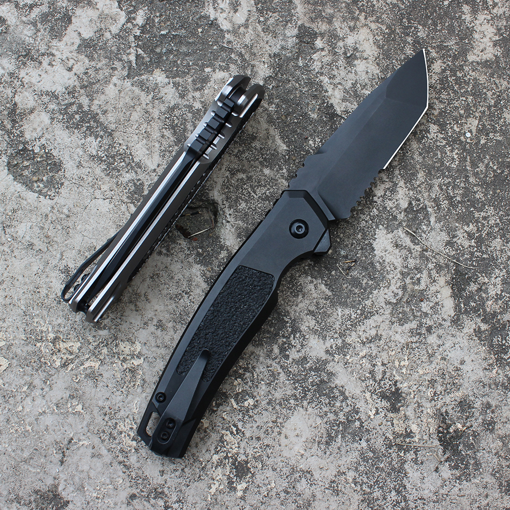 KS 7105 запуск 16 Авто -складной карманный нож Tanto Combo BSerrated Blade Aluminum Handles Outdoor Tactical Automatic Nofge Outdoor EDC Инструменты