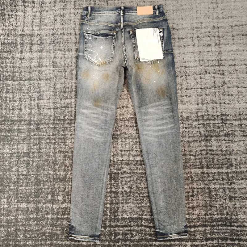 Men's Jeans Mens Jean Trendy Punk Splash-ink Oil Paint Design Slim Denim Pant Streetwear Male Stretch Pencil Trousers for Men 240423
