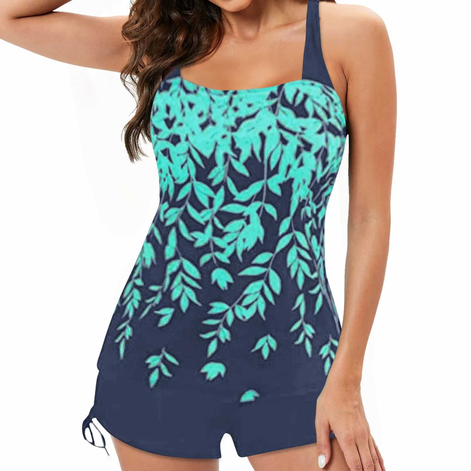 Swimwear Women Tankini Bikini Set Femme Digital Print Swimsuit Split Beach Large Bikini Sous-Moids de maillots de bain Tankinis Set Traje de Bao Mujer D240424