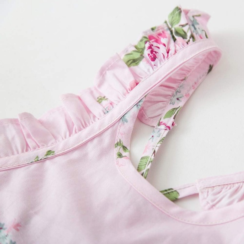 Småbarn vintage blommor flickor klär dig baby rygglös sundress ärmlös matchande kläder