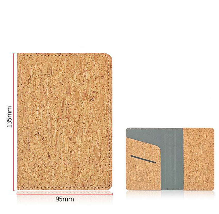 حاملي بطاقات لطيف Cork Leather Travel Open Passport Cover Short