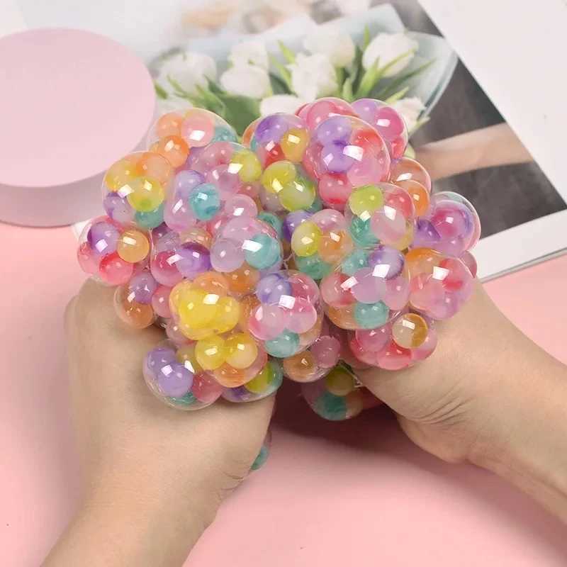 Decompression Toy Creative New Decompression And Ventilation Grape Ball Toys Tricolor Colorful Beads Grape Ball Pinch Le Childrens Toys d240424