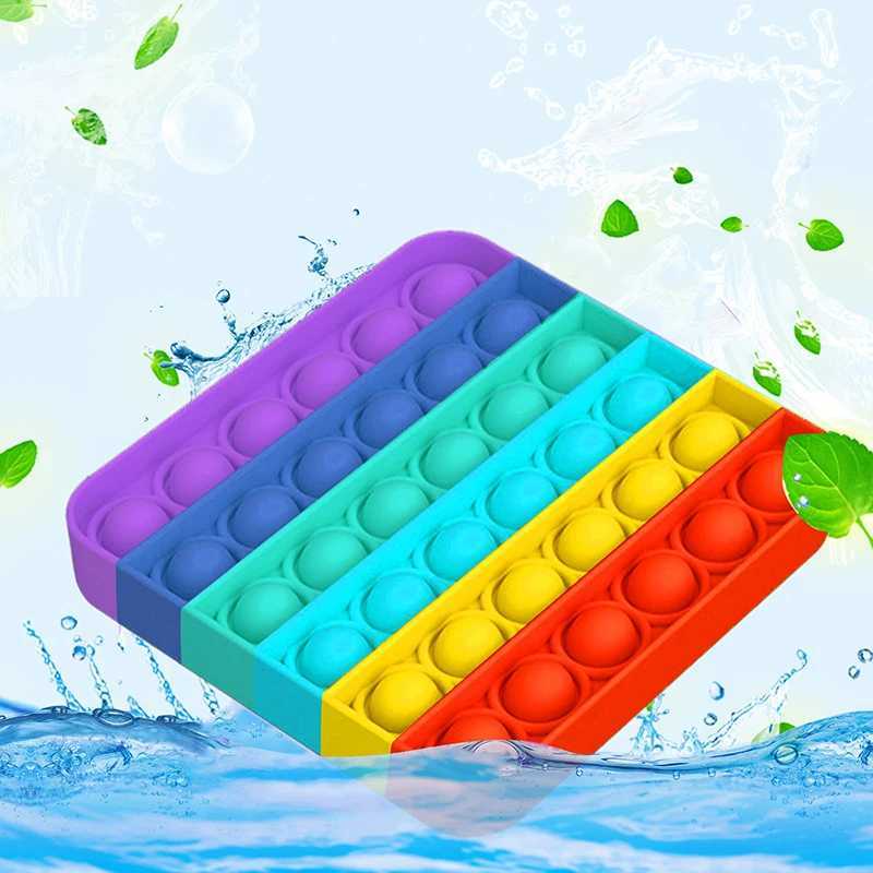 Dekompressionsleksak Push Pop Bubble Fidget Sensory Toy Stress Relief Toys Pack för barn Vuxna Rainbow Anti-Angiety Tools Office Stress Relief Toys D240424