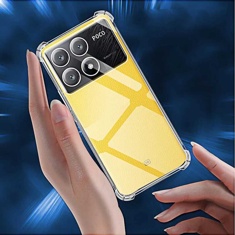 Mobiele telefoons transparant telefoonhoesje voor Mi Poco X6 Pro M6 F5 F4 X4 X3 X5 C65 C50 C41 C51 M5S M4 Pro Case Luxe TPU Siliconen Back Cover 240423