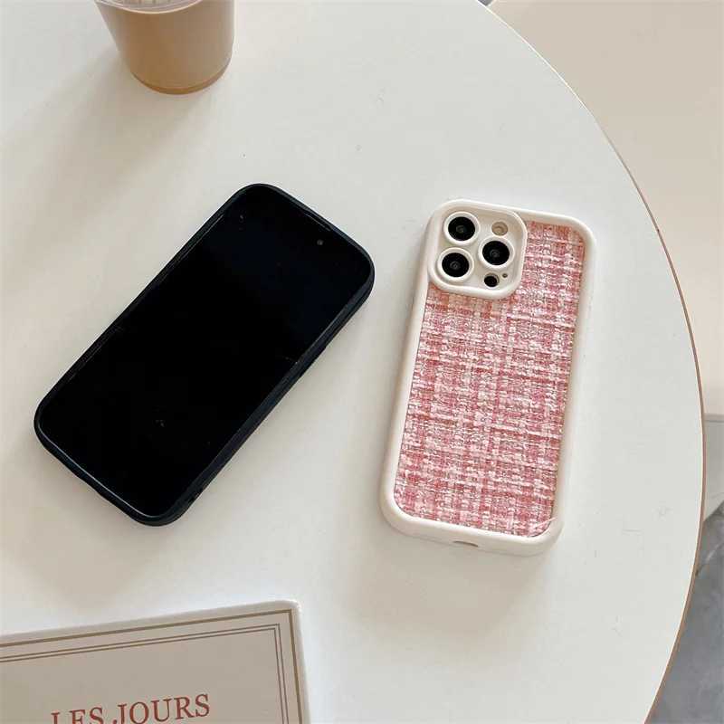 Cell Phone Cases INS Luxury Fashion Textile Fabric Brand Winter Phone Case For iPhone 15 14 13 12 Mini 11 Pro MAX 7 8 Plus SE 2 3 Soft TPU d240424