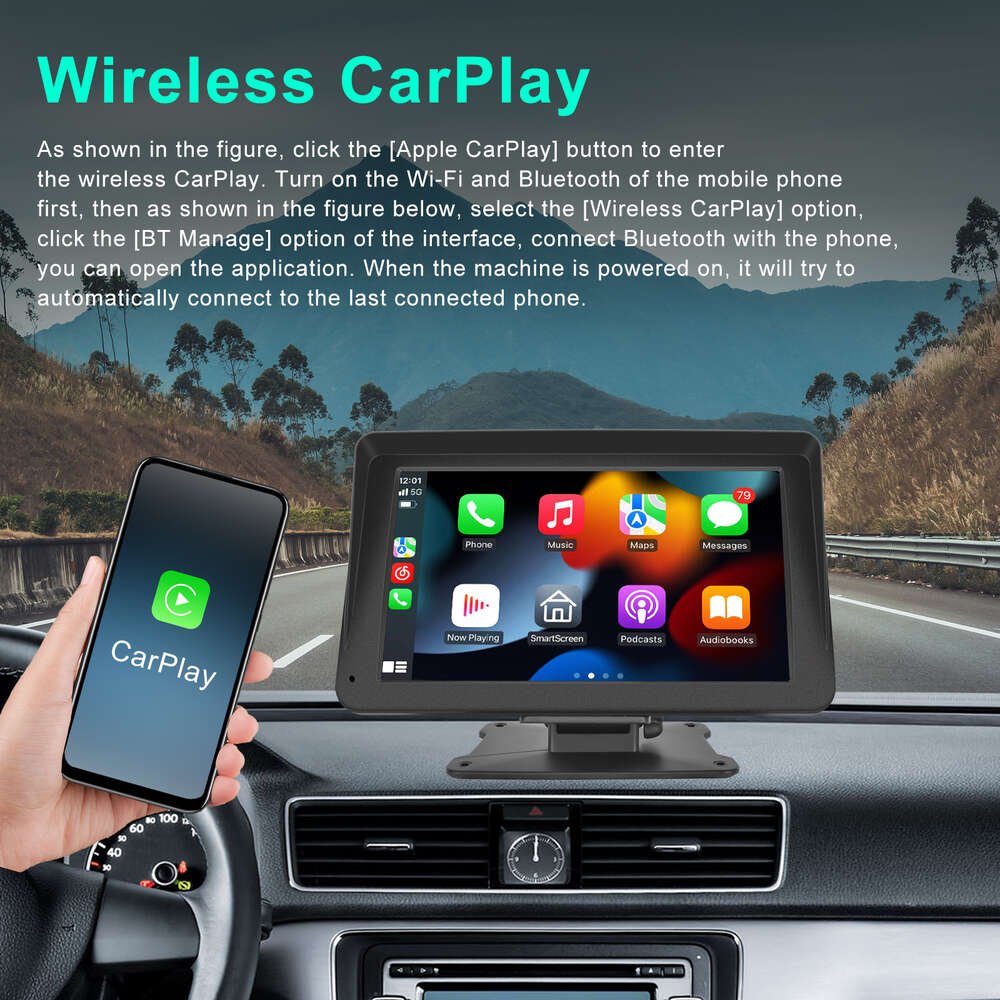 New Universal 7 '' HD MP5 Smart Player AirPlay CarPlay Android Auto Control Control Touch Screen Monitor