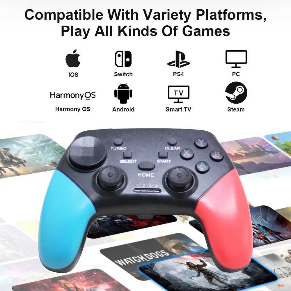 Spelkontroller Joysticks Broodio Bluetooth Game Controller 2.4G Wireless GamePad för Switch TV Box Games Android Phone PC Joystick D240424