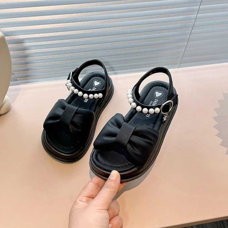 Slipper Girls Sandals Summer Child Childs Princess Pearl Fashion Open Toe Kids Coreal Swice Beach Sandals Non Slip Loopl2404