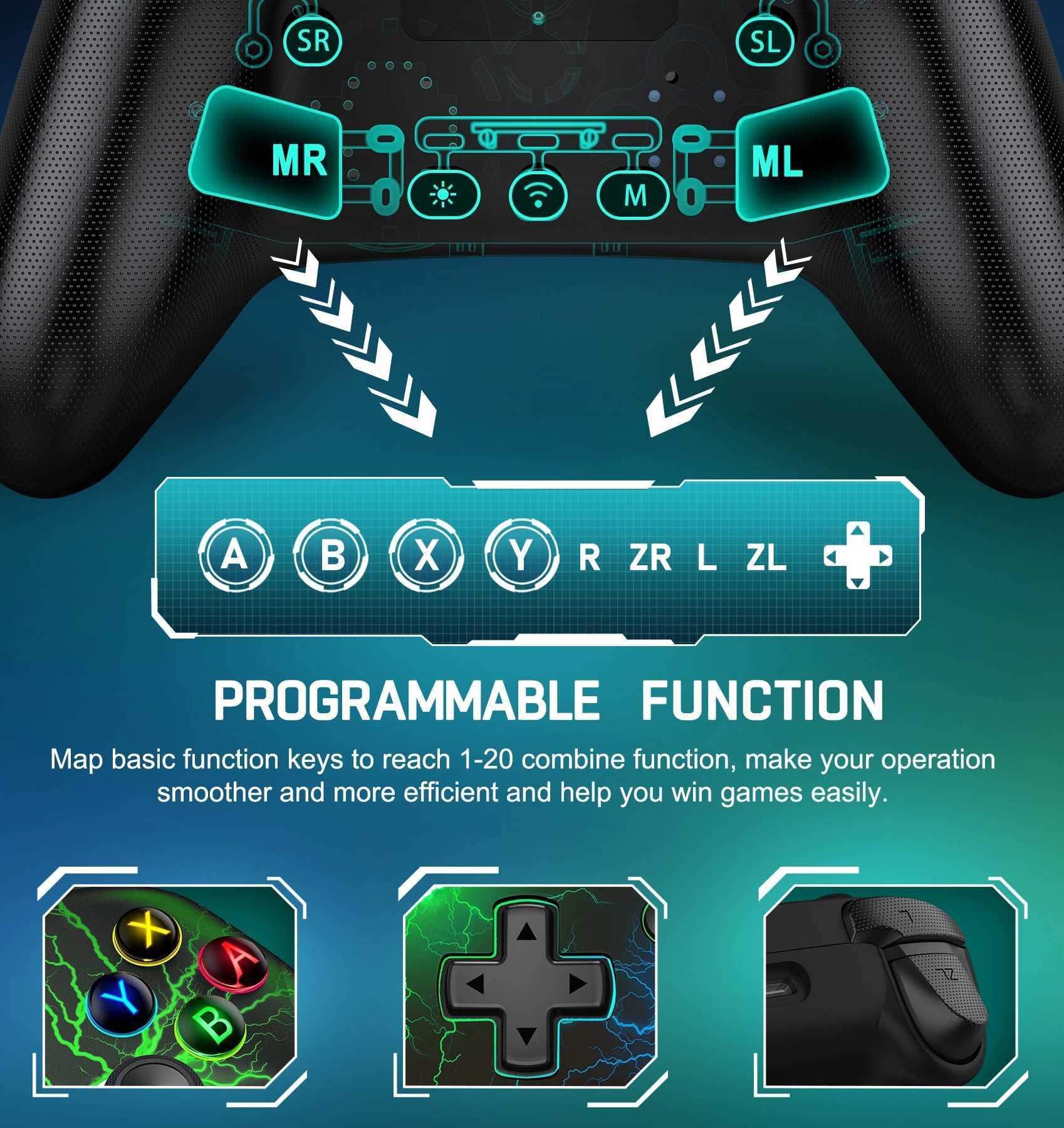 Controller di gioco Joysticks Controller wireless Switch OLED Lite Console o Android Wired Pro Gamepad con batteria ricaricabile da 1000MAH PC D240424