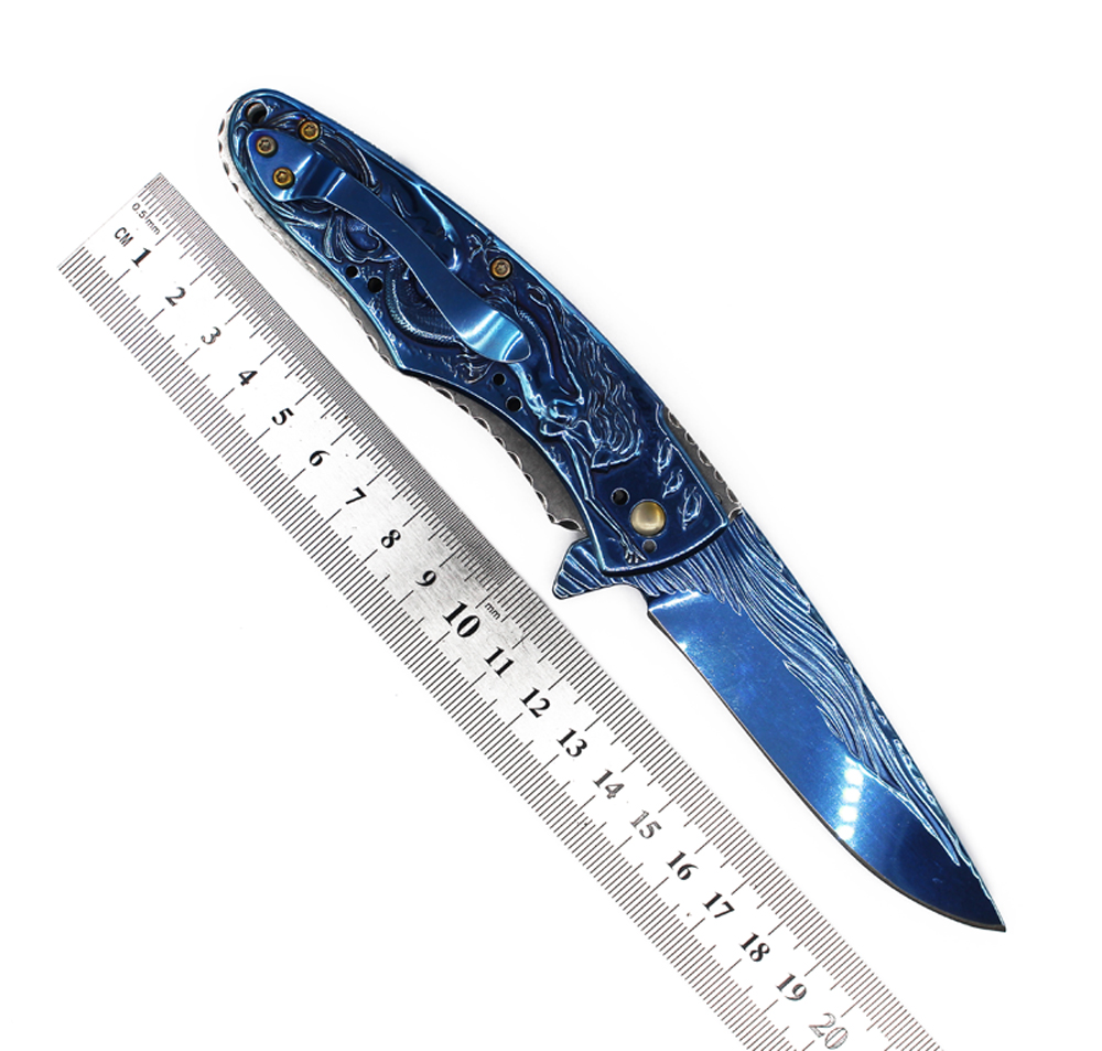 Oferta specjalna A6715 Wysokiej jakości wspomagana Flipper Nóż Składanie 8CR13MOV Blue Titanium Coated Point Blade Stal nierdzewna Uchwyt Stal nierdzew