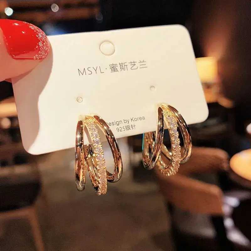 웨딩 반지 한국 패션 디자인 여성 결혼 약혼 이어링 발렌타인 데이 선물을위한 멀티 레이어 C 자형 반지 명세서 귀걸이