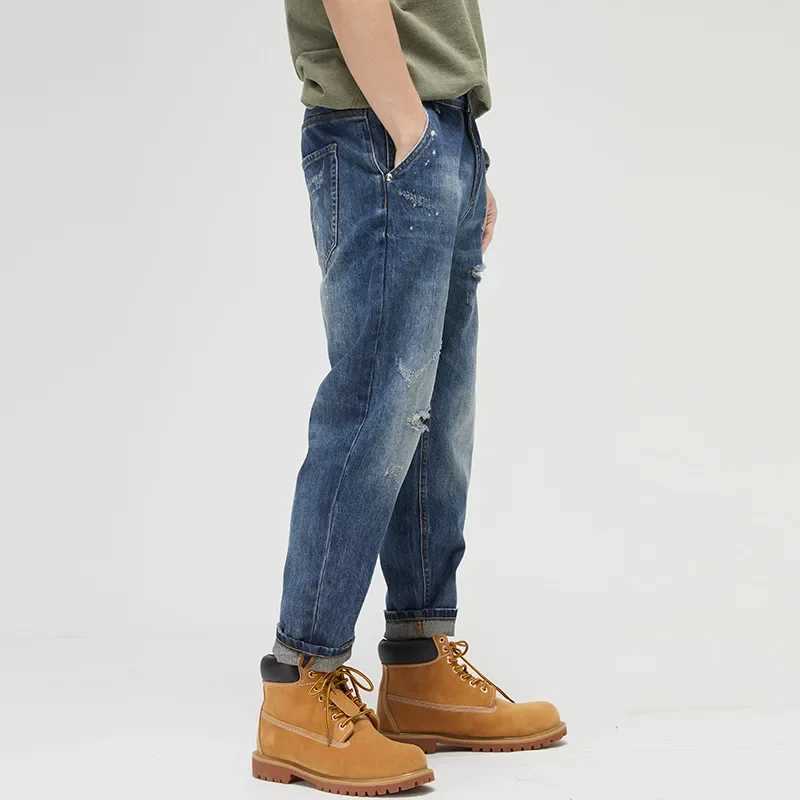 Herrenjeans 2023 Neue Winter- und Herbst -Herren lässige Baumwolle lange Hosen Fashion Windschutz Jeans 240423