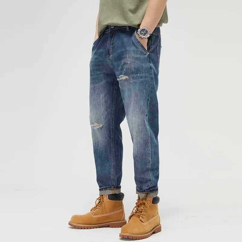 Herrenjeans 2023 Neue Winter- und Herbst -Herren lässige Baumwolle lange Hosen Fashion Windschutz Jeans 240423