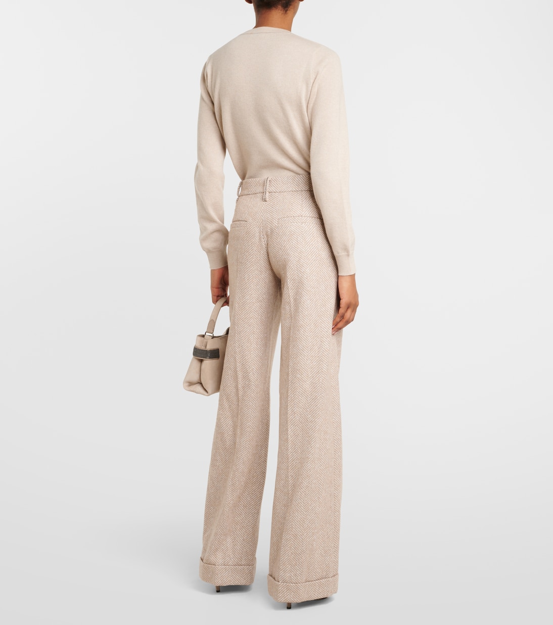 Brunello Cuccinelli Women Long Pants Spring Autumn Women Elastic midja Strig Long Wide Ben Pants 2023 Casual Female Long Pants Byxor Cucinelli