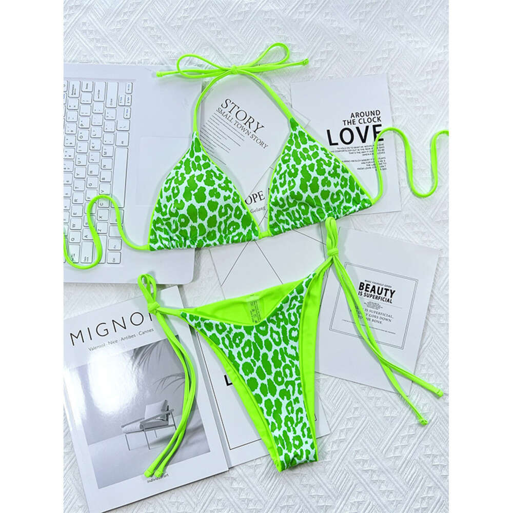 Nowe dzielone bikini bikini druk multi kolorowy wiszący szyja krawat na plażowy strój kąpielowy dla kobiet