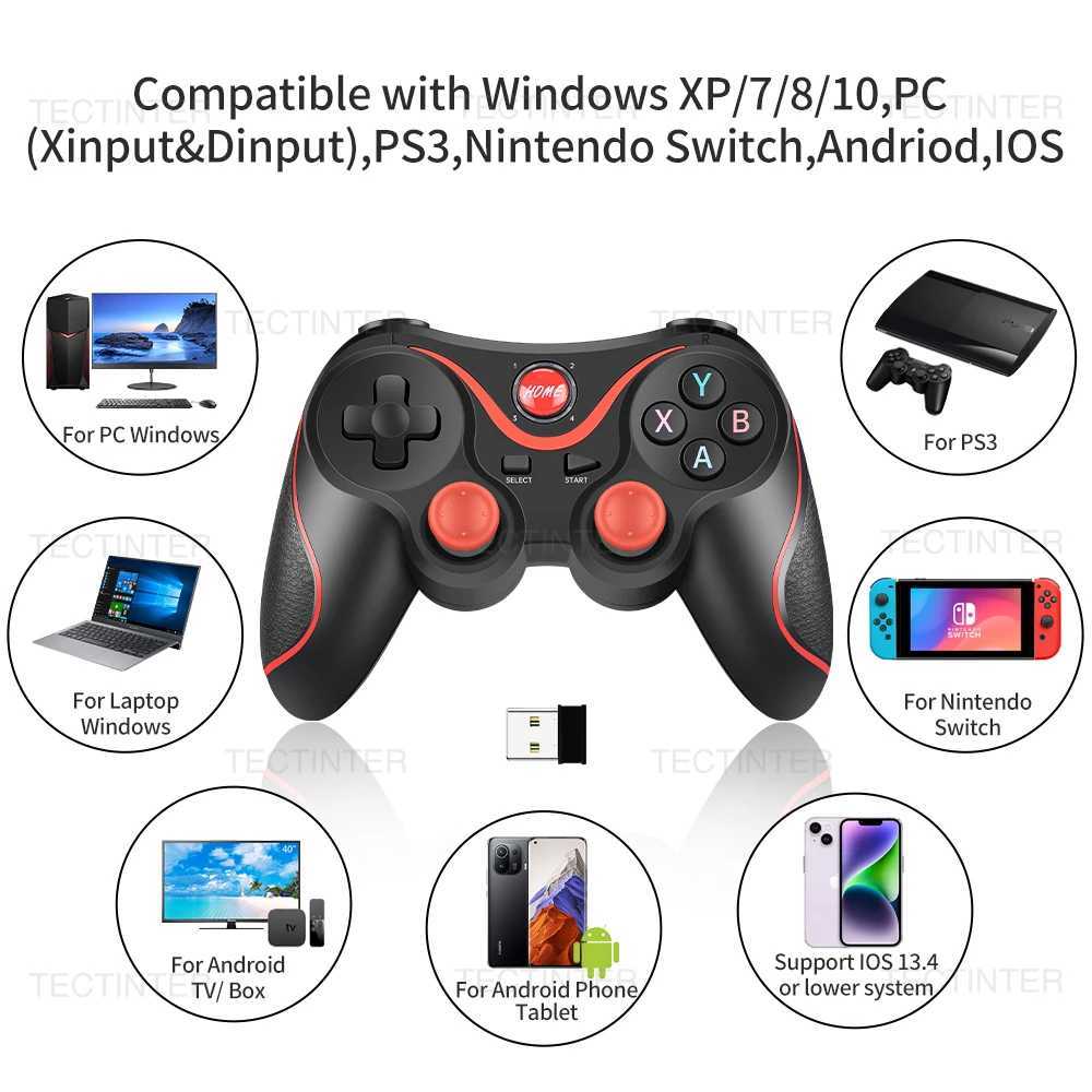 Controladores de jogo Joysticks Terios T3 Suporte Bluetooth Controller gamepad para Android Phone PC Joystick Controle sem fio Joypad para Acessorie D240424