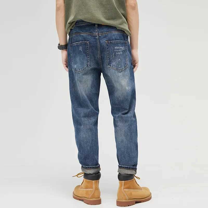 Men's Jeans 2023 New Winter and Autumn Mens Casual Cotton Long Pants Fashion Windproof Mens Jeans 240423