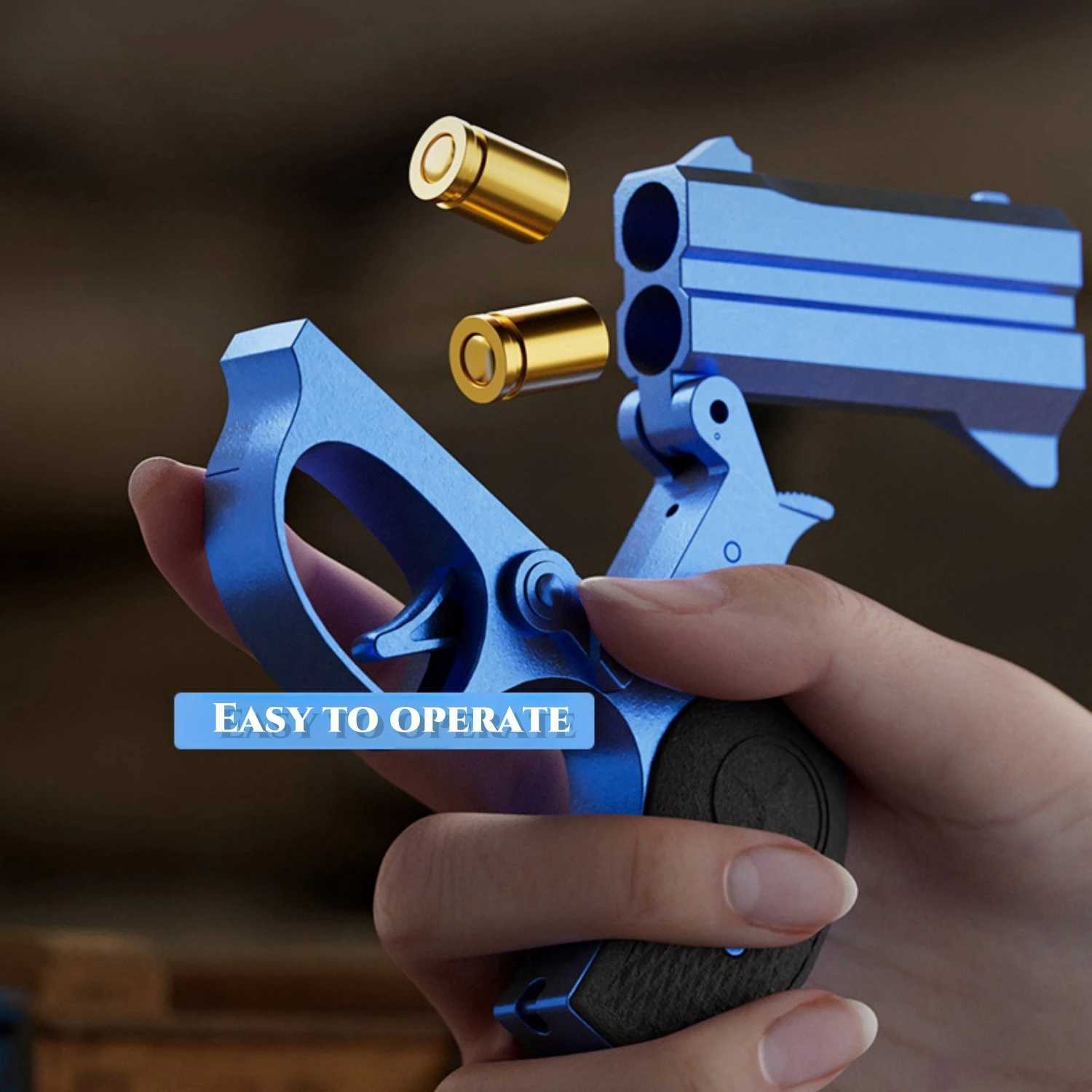 Gunspeelgoed 4,5-inch mini palm dubbel pistool speelgoed wegwerp hoes zachte kogelschuim blaster soft bullet place pistool met 's bulletsl2404
