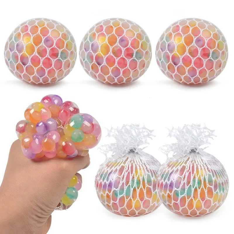 Decompression Toy Creative New Decompression And Ventilation Grape Ball Toys Tricolor Colorful Beads Grape Ball Pinch Le Childrens Toys d240424