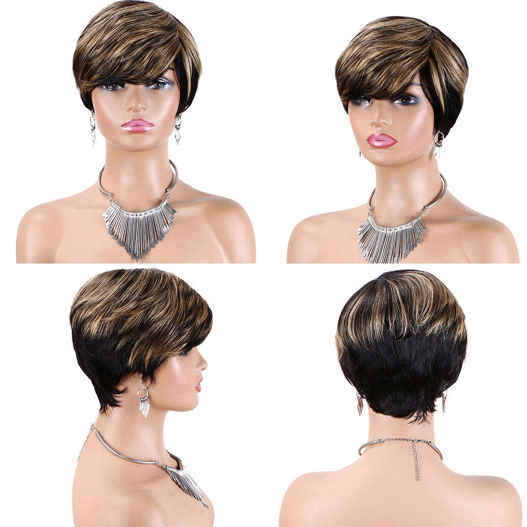 Human Hair Wigs Short Pixie Cut Wig Human Hair For Black Women Short Bob Wigs With Bangs Glueless Wig