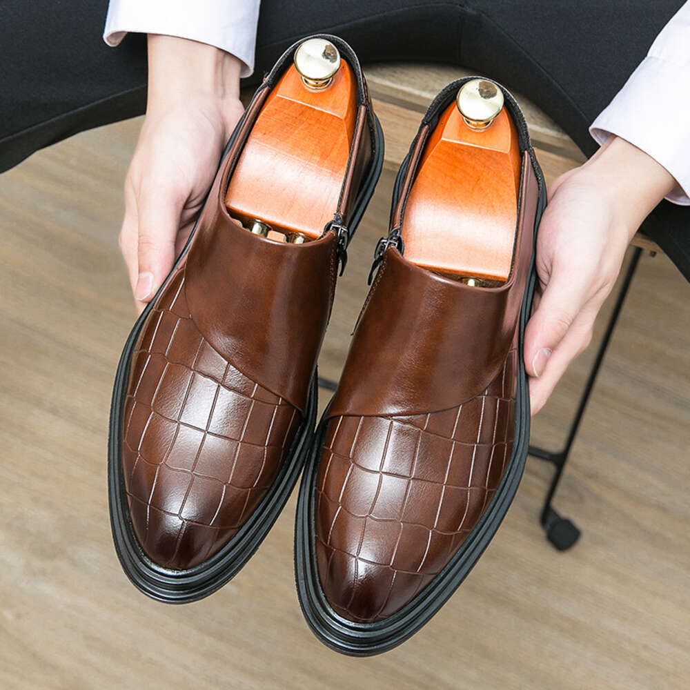 Mens Business Black Dress Patchwork Leather Shoe Fashion Handmade Wedding Party Men Slip-on Loafers Oxford Shoes