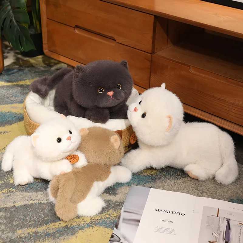 Plush Dolls Stuffed Lifelike Cats Plush Toy Simulation American Shorthair Cute Cat Doll Pet Toys Home Decor Gift For Girls BirthdayL2404