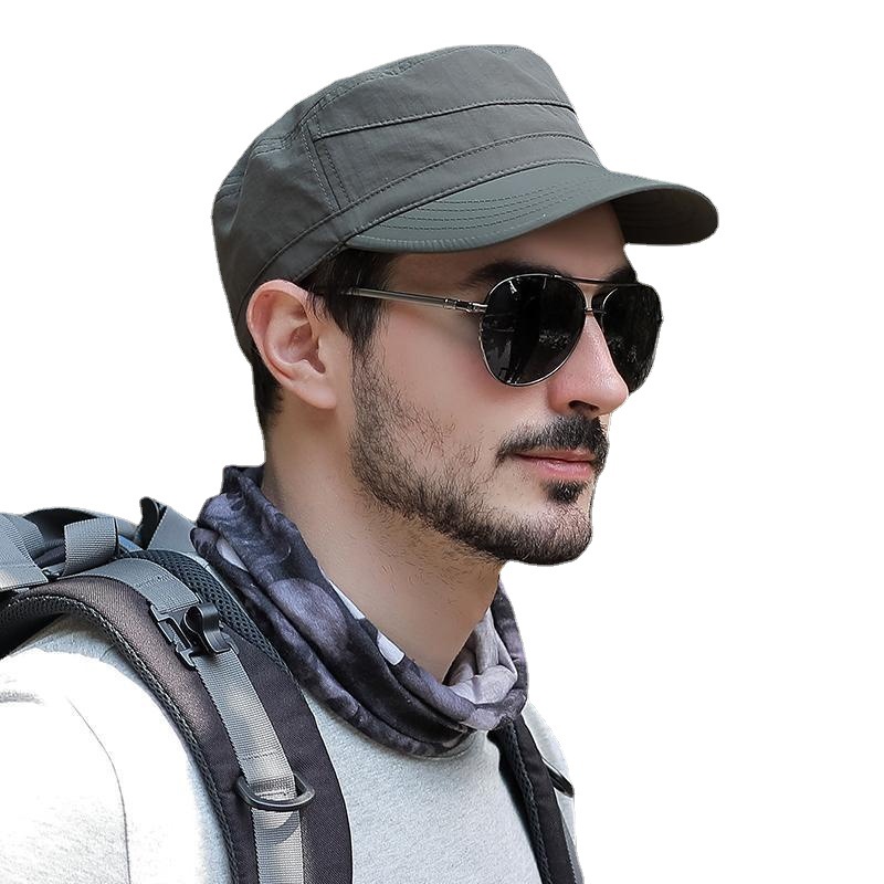 Hat Hat Militar Os esportes ao ar livre masculino Caps atingidos verão ajustável 55-60cm Chapéus de caminhão de cor de cor sólidos Primavera Proteção solar Cap