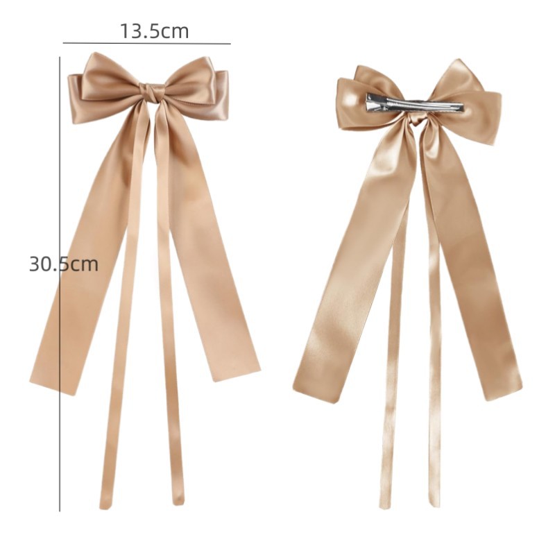 Fashion Girls Double Bows Hairpins Ins Kids Satin Bow Long Ribbon Hair Clip Children Princess Accessoires S1343