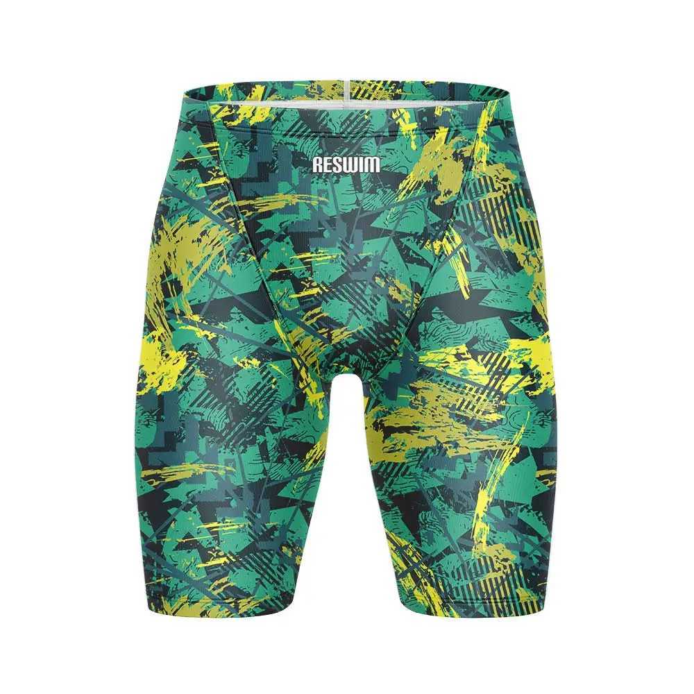 Roupas de banho masculinas Novo verão masculino impressão nadar jammer atlético treinamento shorts shorts nadando troncos de praia calças calças de banho UV UV Arme de banho D240424