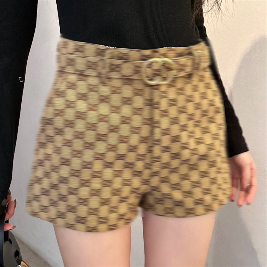 Pantalons de créateurs de shorts pour femmes printemps été nouveau classique luxe luxueux imprimé complet kaki shorts à la mode élégante avec shorts de ceinture