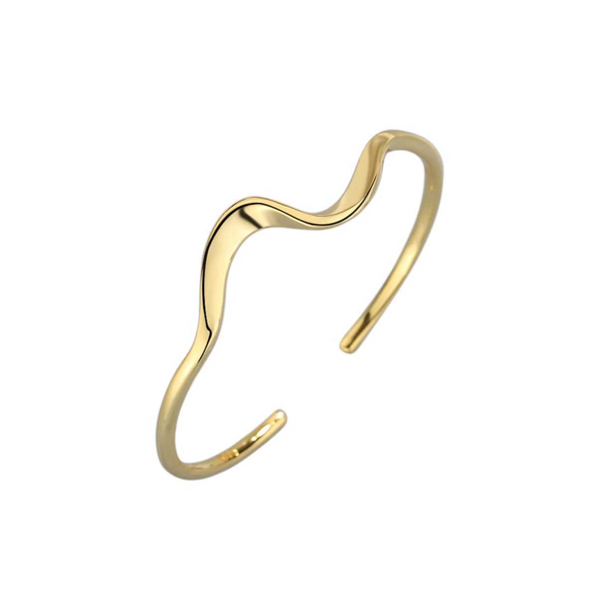 Bracciale a onda semplice Sterling Cenlear 925 in rilievo la moda versatile versatile oro oro aperto bracciale aperto 240423