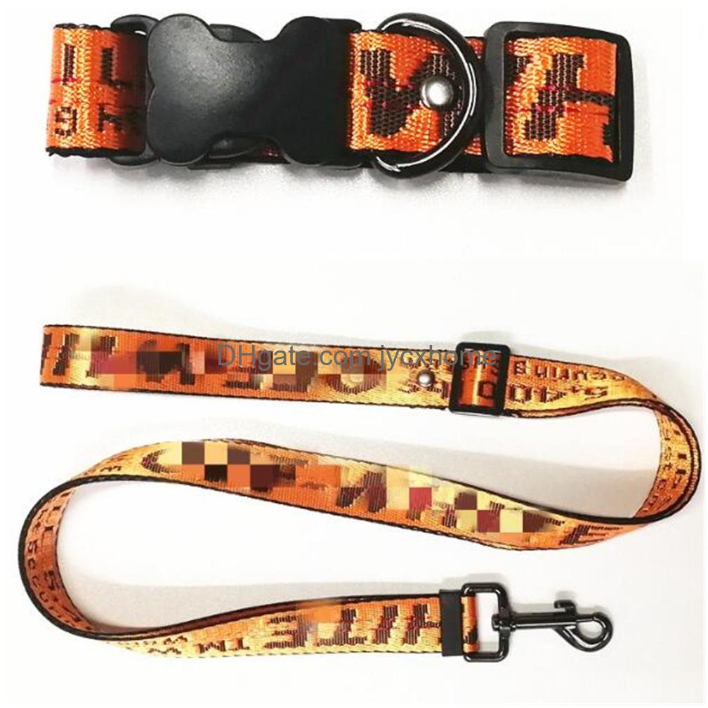 Dog Collars Leashes Designer Dog Collar and Leases Set Classic Letters Pattern Collar Leash Safety Belt for Small MediumDHSFTのセット