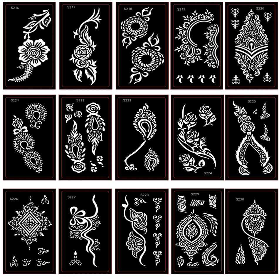 Kroppsfärg 3st mehndi henna tatuering hand stencils kvinnor kropp målar självhäftande återanvändbar mandala tatuering indisk bröllop målning kit verktyg d240424