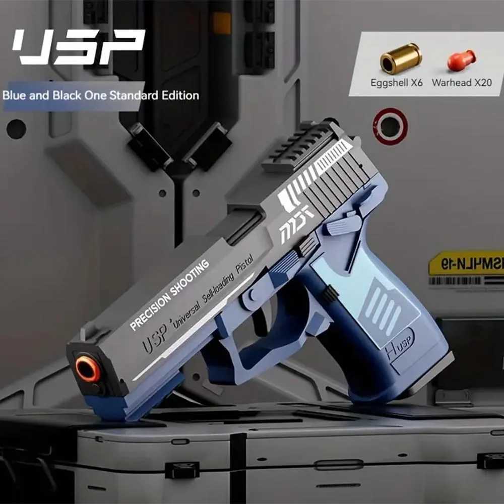 Gun Toys Automatic Shell Eject Soft Bullets Toy Gun voor kinderen volwassenen speelgoedpistolen zien er echt veilig uit