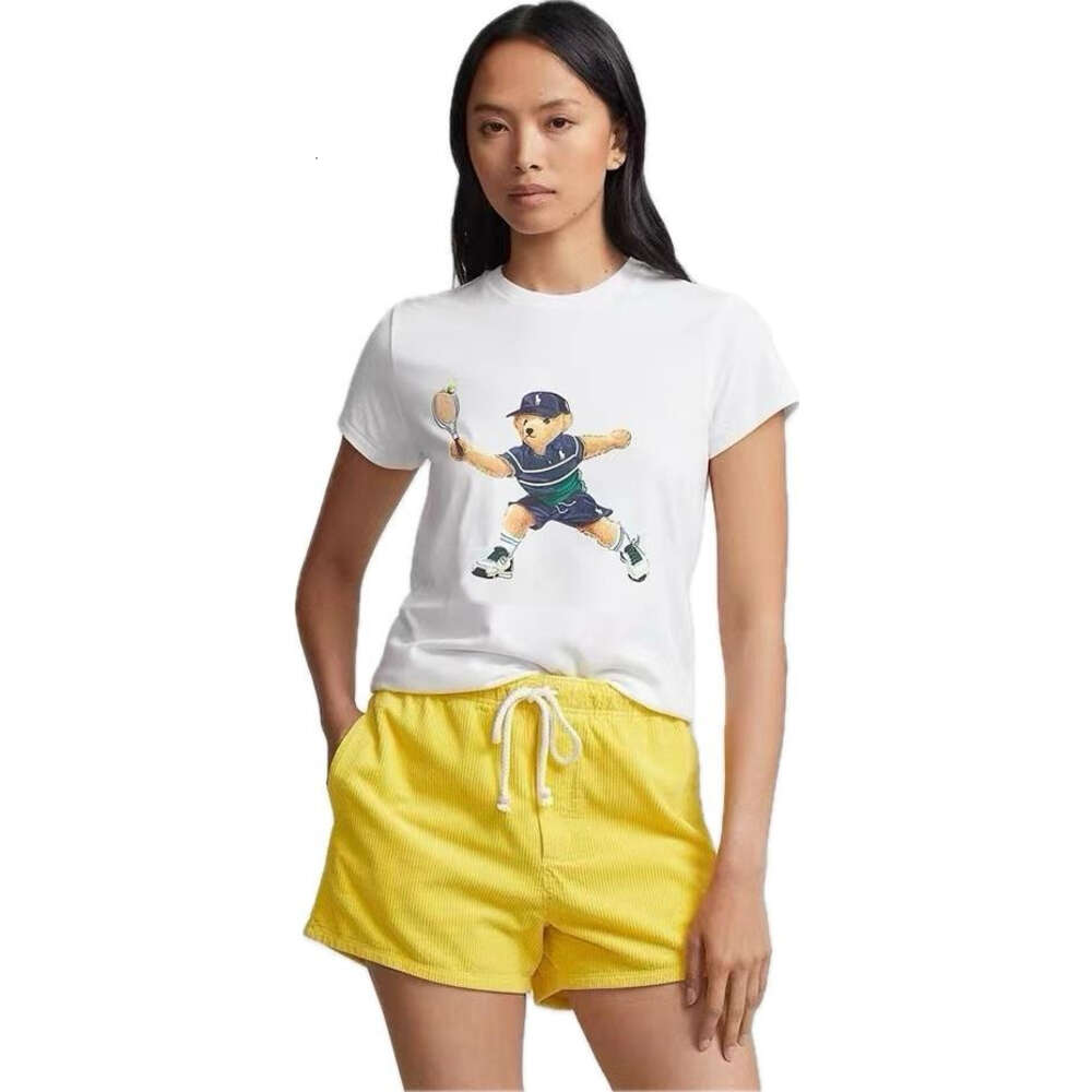 Ralp Laurens Polo T-Shirt Designer T-Shirt Rl Luxus Mode Womens T-Shirt Rund Hals Tennis Bär T-Shirt Lose Freizeit bequem