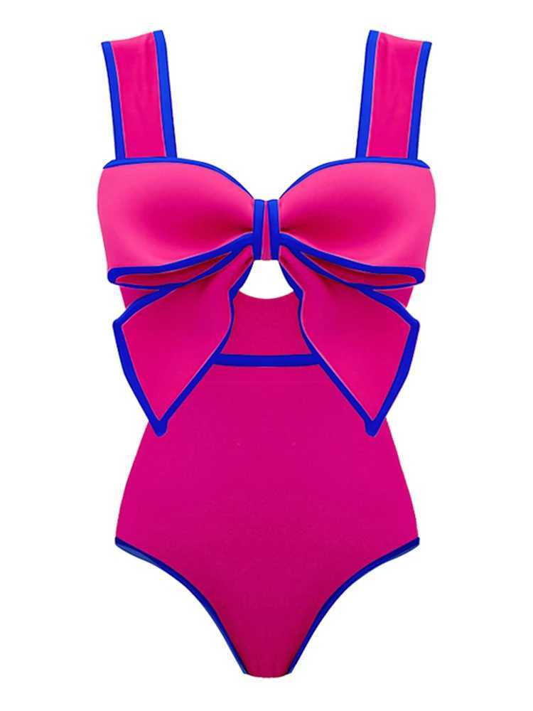 Costumi da bagno femminile miyouj alta costume da bagno a vita sexy da bagno sexy da bagno donna un abito da bagno a blocco da bagno caolo ovaio da bordo nodo a filo da mare d240424