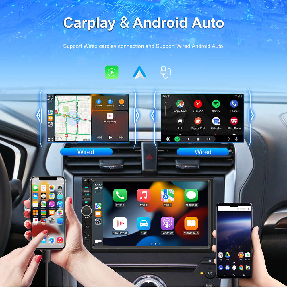New 2din Car Radio Autoradio 7" Carplay Auto Universal Bluetooth FM Multimedia Player Support TF/USB Rear View