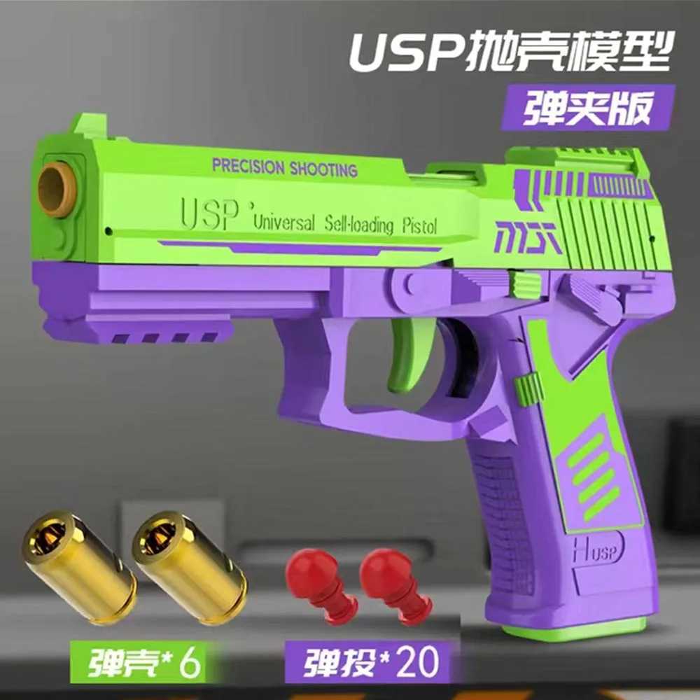 Gun Toys Automatic Shell Eject Soft Bullets Toy Gun voor kinderen volwassenen speelgoedpistolen zien er echt veilig uit